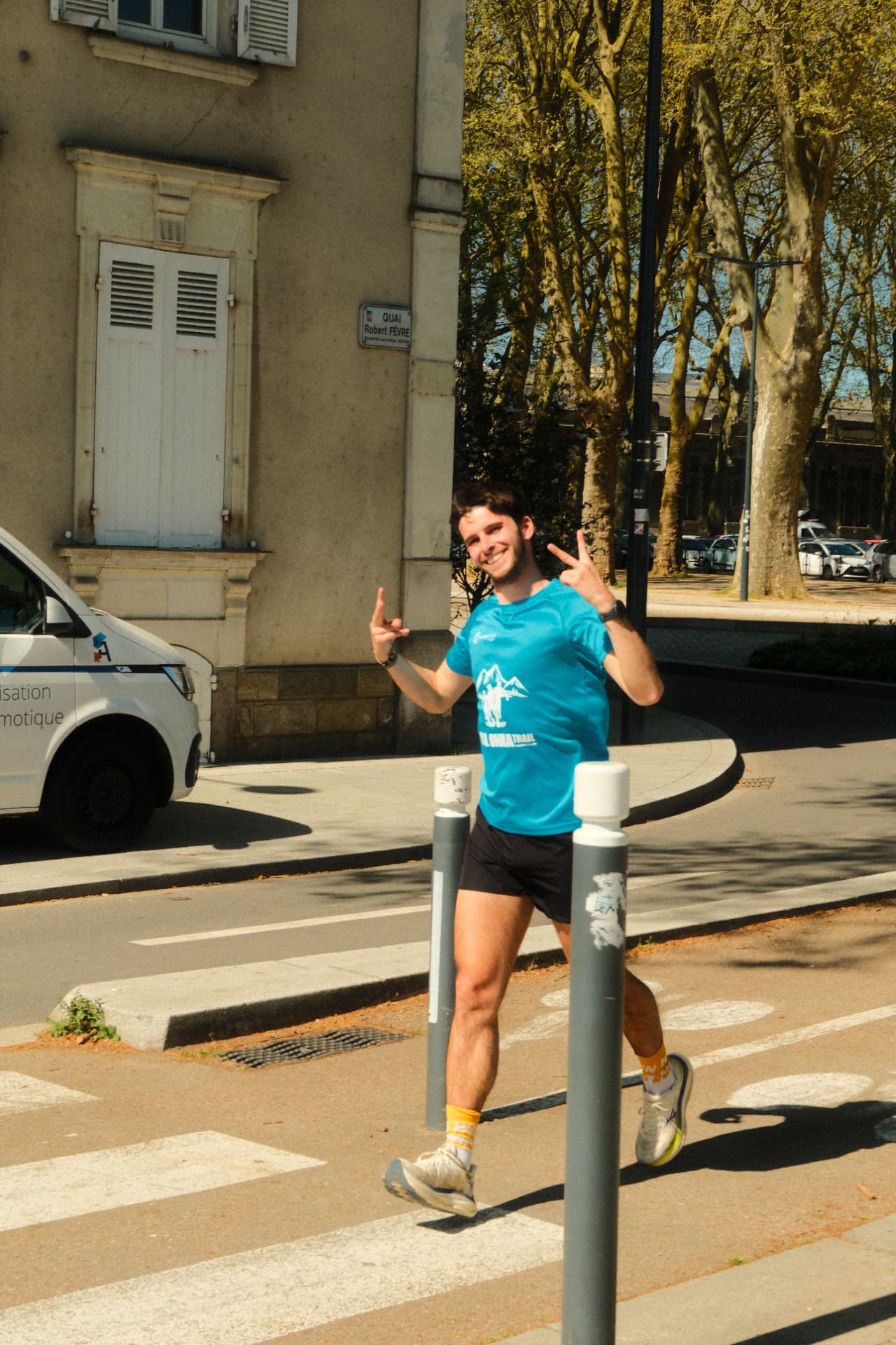 Marius Poujaud souriant pendant une sortie course à pied